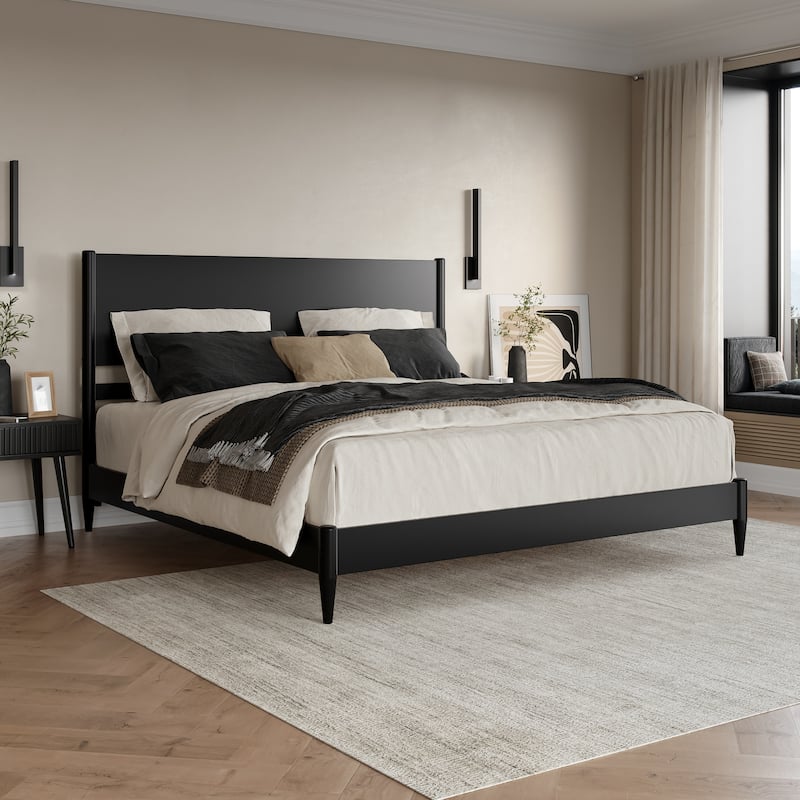 Pasadena Solid Wood Low Profile Platform Bed - Black - King