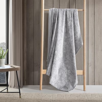 Eddie Bauer Woodblock Floral Embossed Signature Plush Throw Blanket