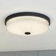 preview thumbnail 1 of 11, Preston 1-Light Dome Flush Mount LED Lighting Fixture, Clear Ribbed Glass Shade Low Ceilings, Hallway, Kitchen Matte Black - 12.5-in W x 3.75-in H x 12.5-in D