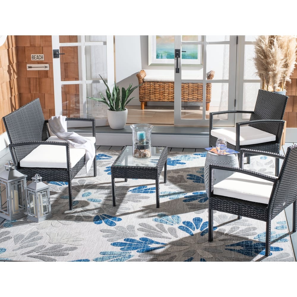 SAFAVIEH Outdoor Sherlyn 4-Piece Conversation Patio Set - 40W x 32D x 24H