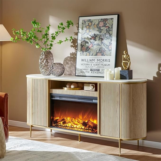 70" Modern Luxury Fireplace TV Stand, Entertainment Center, TV Console