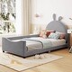 preview thumbnail 10 of 9, Twin Size Upholstered Daybed with Rabbit Ear-shaped Headboard Gray