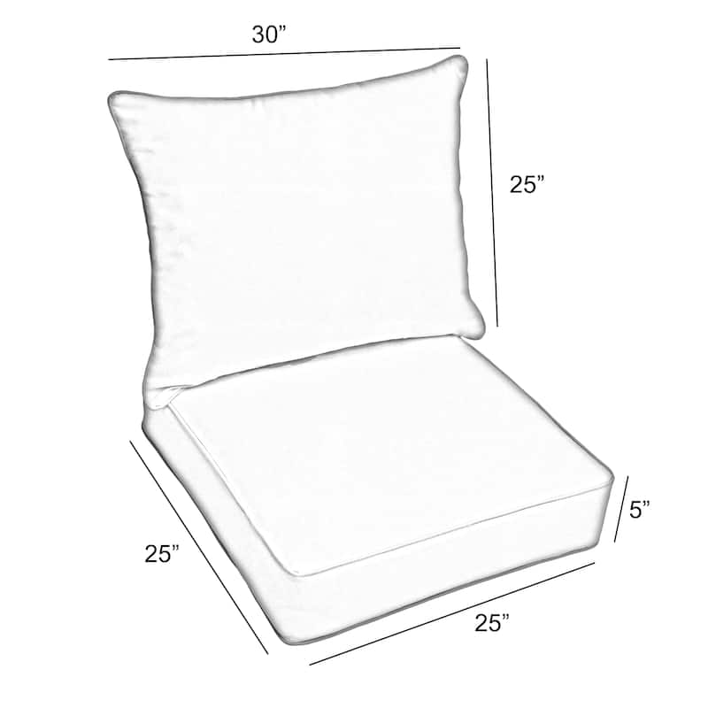 Sorra Home Gardenia Seaglass Outdoor/Indoor Corded Deep Seating Pillow and Cushion Set 22.5in x 22.5in x 5in