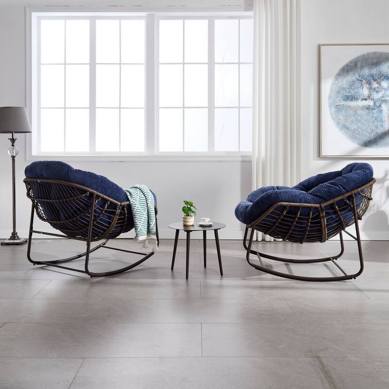 Padded Cushion Wicker Rocking chair for Indoor and Outdoor