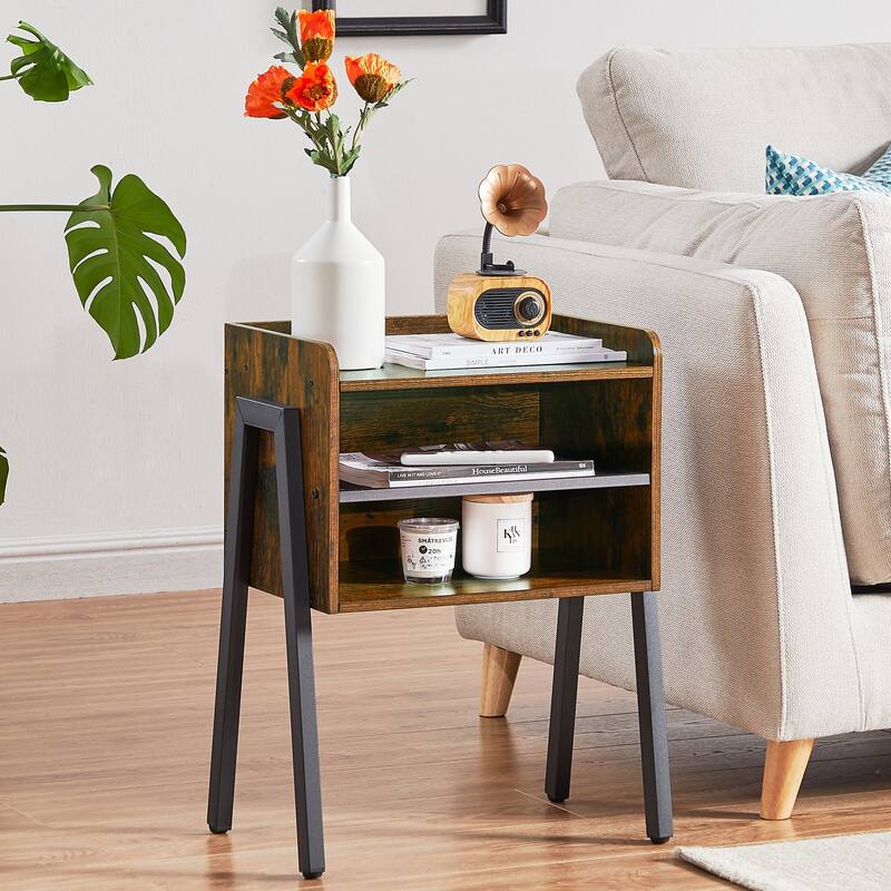 3-Pieces Bedroom Set with Black Platform Bed Frame and Nightstands Set of 2