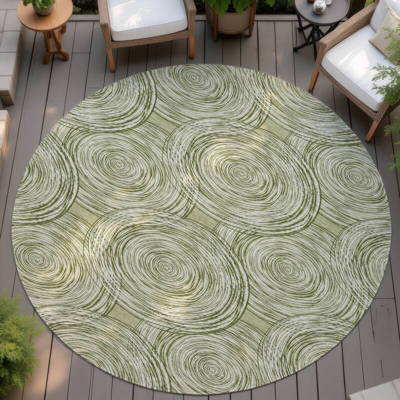 Machine Washable Indoor/ Outdoor Modern Pune Chantille Rug - Aloe - 8' x 8'