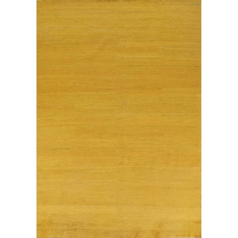 Modern Yellow Gabbeh Oriental Area Rug Tribal Hand-Knotted Wool Carpet - 6'6" x 9'6"