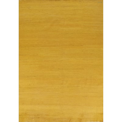 Modern Yellow Gabbeh Oriental Area Rug Tribal Hand-Knotted Wool Carpet - 6'6" x 9'6"