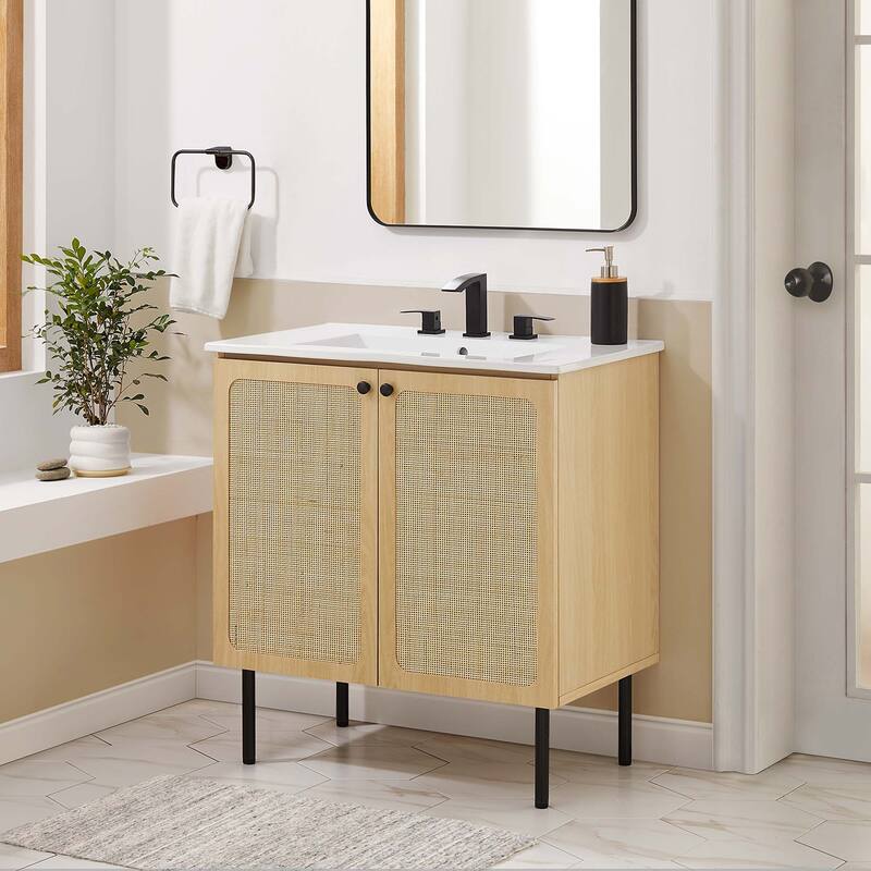 Chaucer 18"/24"/30"/36"/48"Single Basin/48" White Basin Bathroom Vanity - 30" wide - Oak