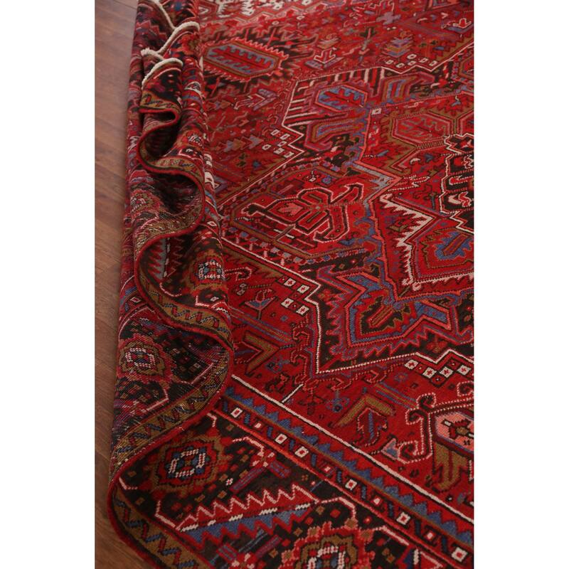 Hand Knotted Oriental 100% Wool Carpet Traditional Medallion Red Heriz Area Rug - 12' 1'' X 9' 9''