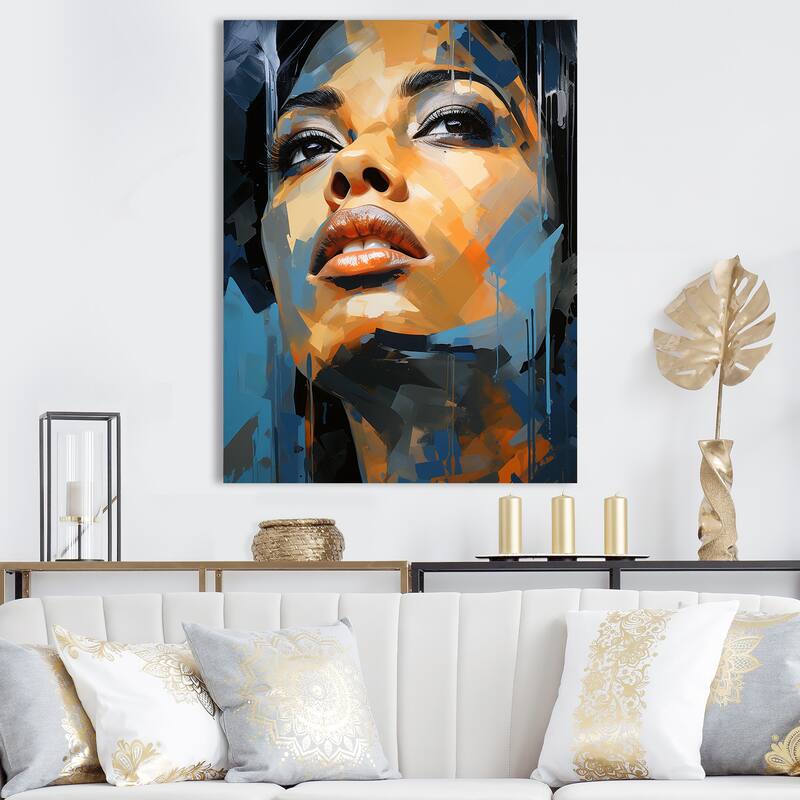 Designart "Azure Aaliyah Portrait" Celebrity Wall Art