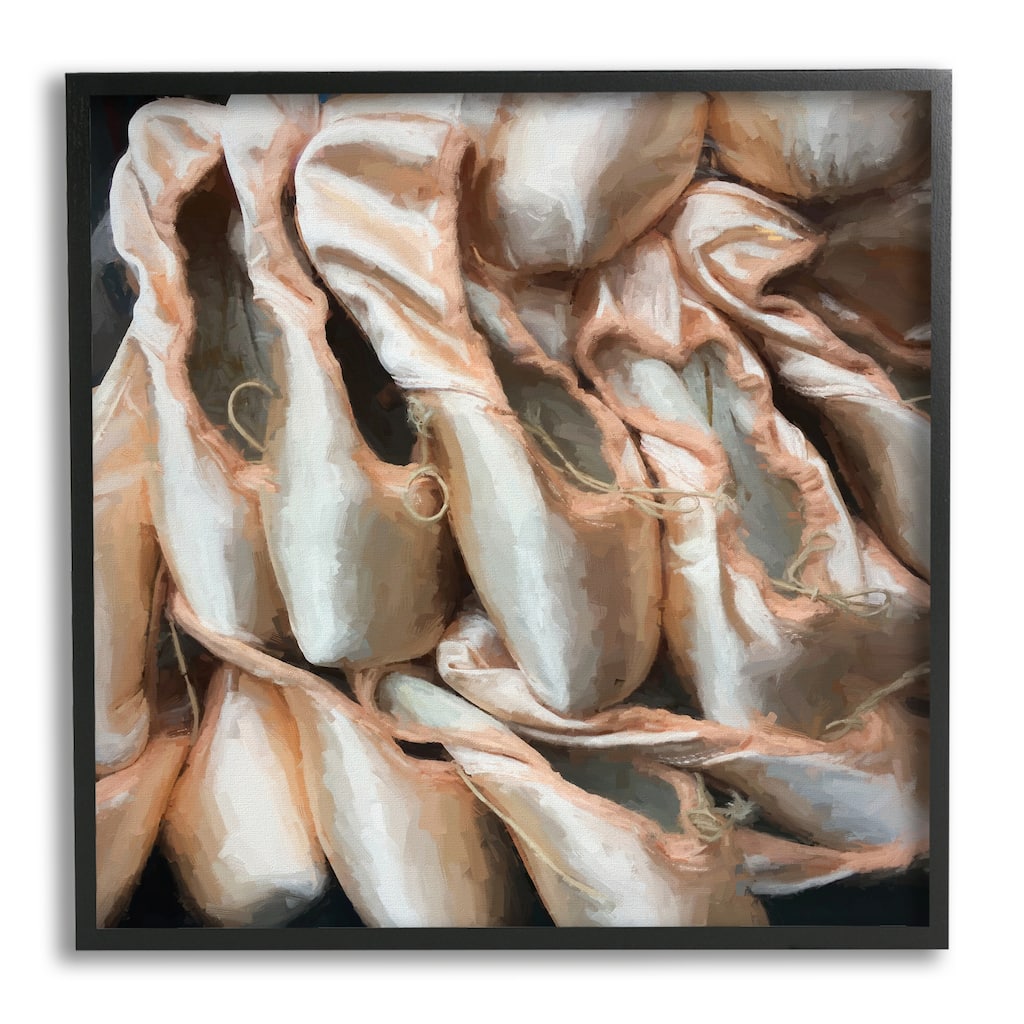 Stupell Ballet Slippers Dancer Pointe Shoes Painting Framed Wall Art, Design by Graffitee Studios - Tan