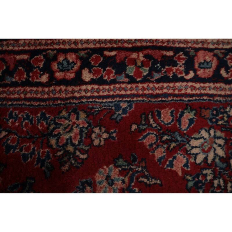 Hand Knotted Oriental 100% Wool Carpet Traditional All-Over Red Sarouk Runner Rug - 7' 6'' X 2' 8''