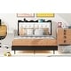 preview thumbnail 7 of 10, Stylish Upholstery Platform Bed with LED Light Strips, Storage Headboard & 2 USB Charging