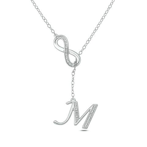 Cali Trove Diamond Accent "M" Alphabet Fashion Necklace Pendant In Sterling Silver