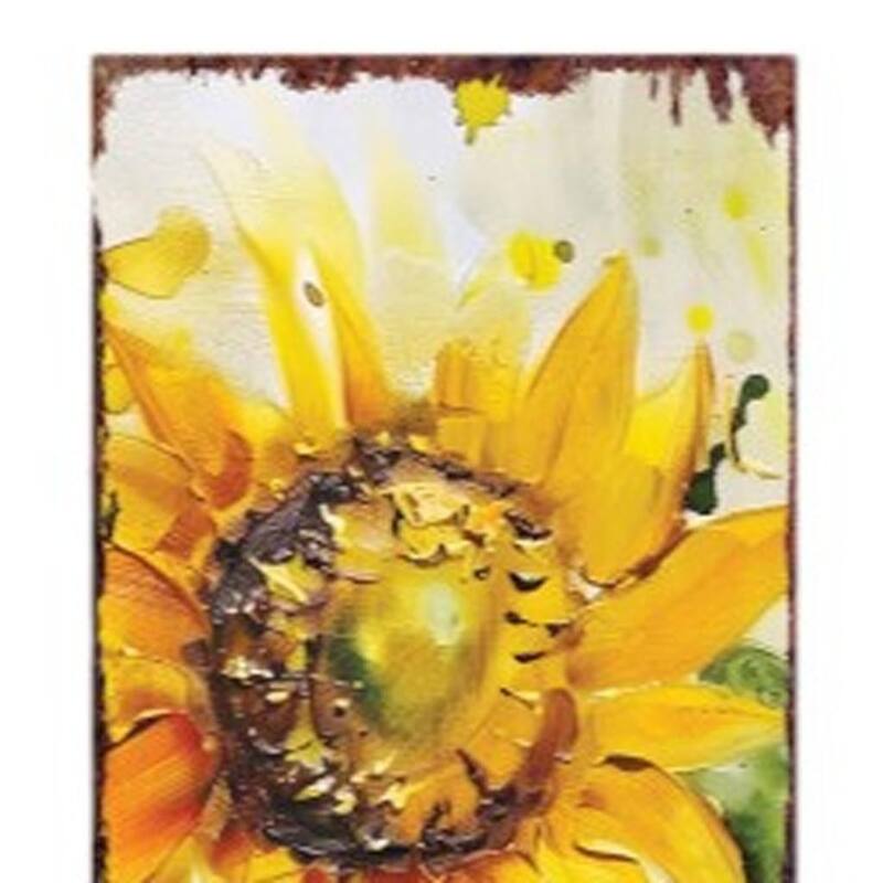 HomeRoots 36" Brown Green And Yellow Solid Wood Sunflowers Porch Sign
