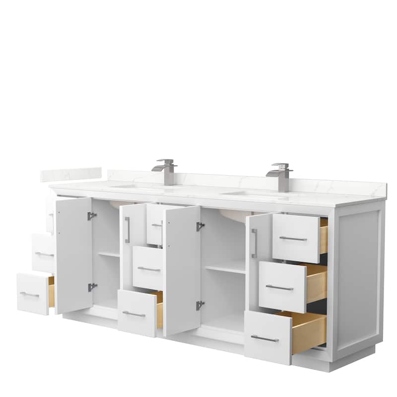 Strada 84-inch Double Vanity, Quartz Top