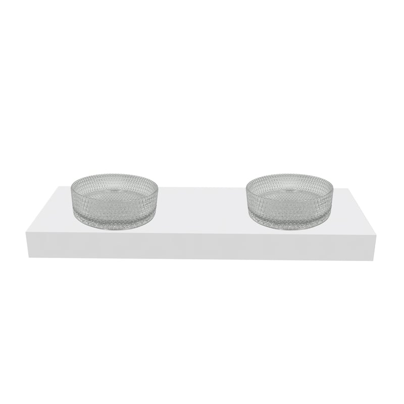 Scotch 16" & 14" Round Decorative Crystal Vessel Sinks With White Base