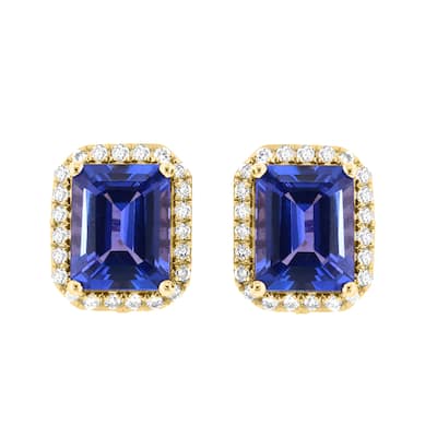 EFFY 14K Gold Diamond Tanzanite Stud Earrings