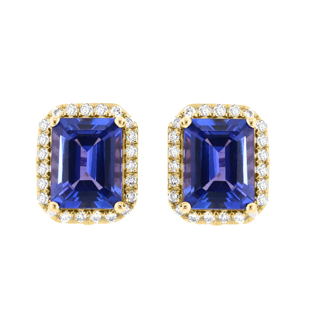 EFFY 14K Gold Diamond Tanzanite Stud Earrings