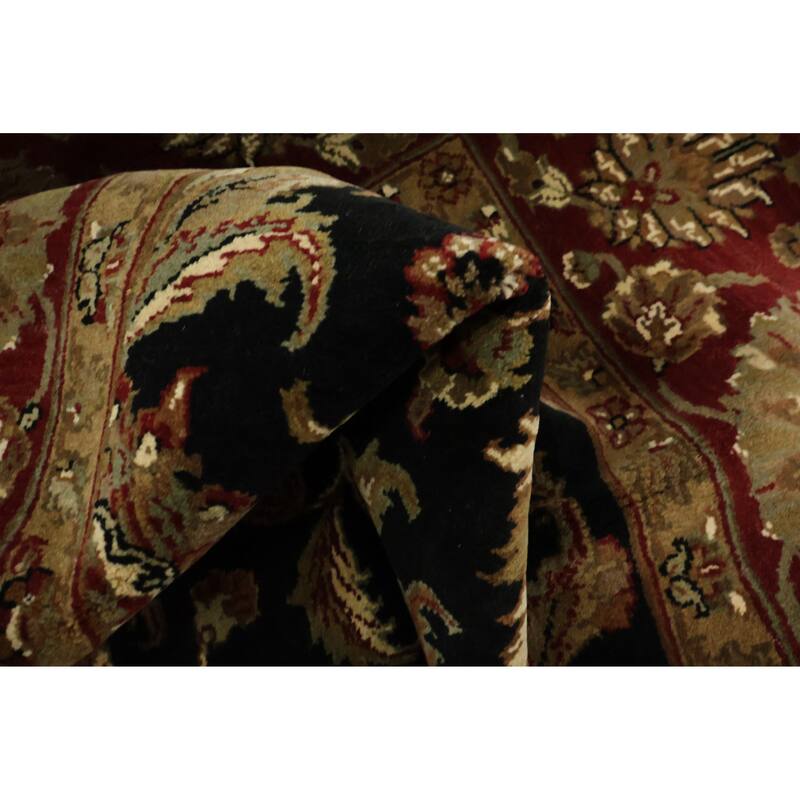 Hand Knotted Oriental 100% Wool Carpet Traditional All-Over Black Agra Area Rug - 8' 1'' X 8' 3''