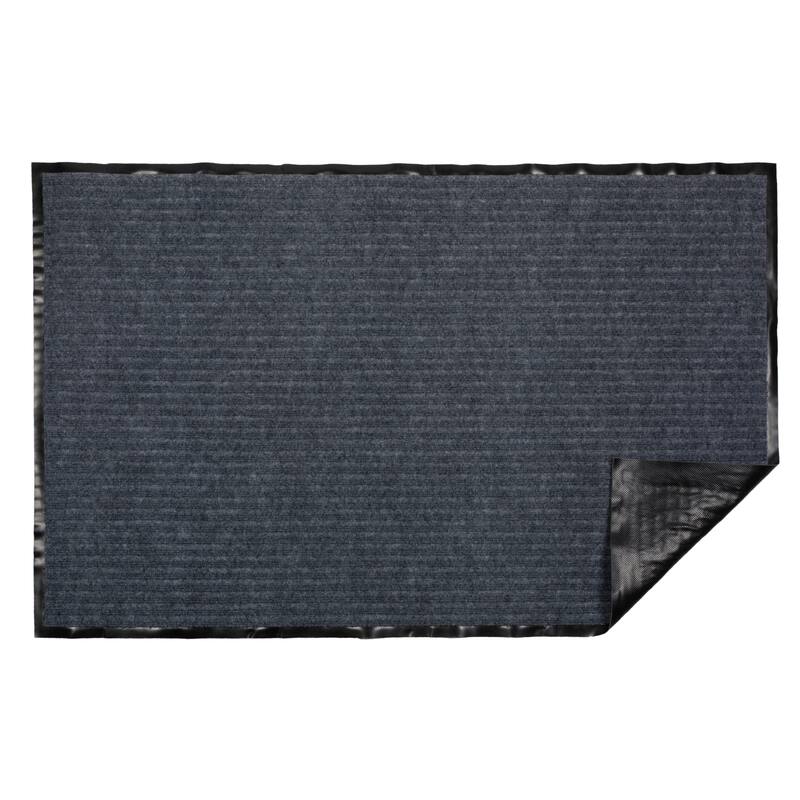 J&M Charcoal Ribbed Walk Off Utility Runner 22x60
