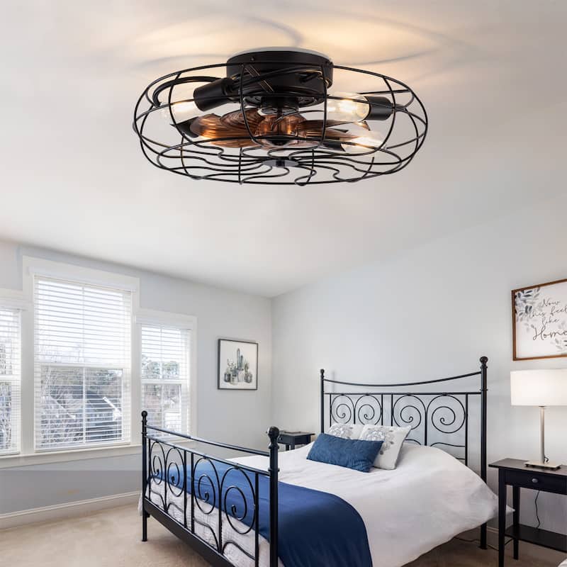 19" Ceiling Fan Light with 6 Speed Remote 8 Blade Reversible DC Motor