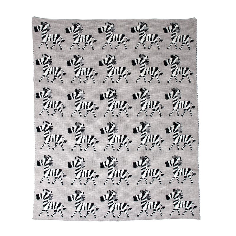 Grey Lots of Zebras Woven Knitted Baby Blanket Bed Bath & Beyond
