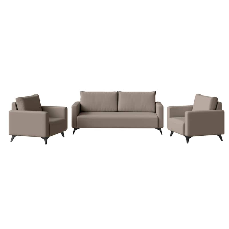 3-Piece Sofa Set Upholstered in Leather Inno Series by LeisureMod