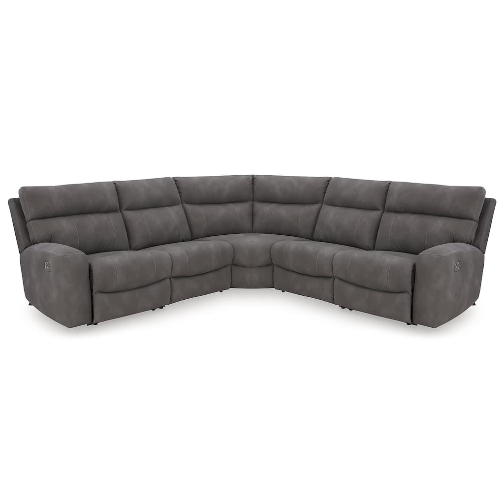 Signature Design by Ashley Next-Gen DuraPella Dark Gray 5-Piece Power Reclining Sectional - 118" W x 118" D x 41" H