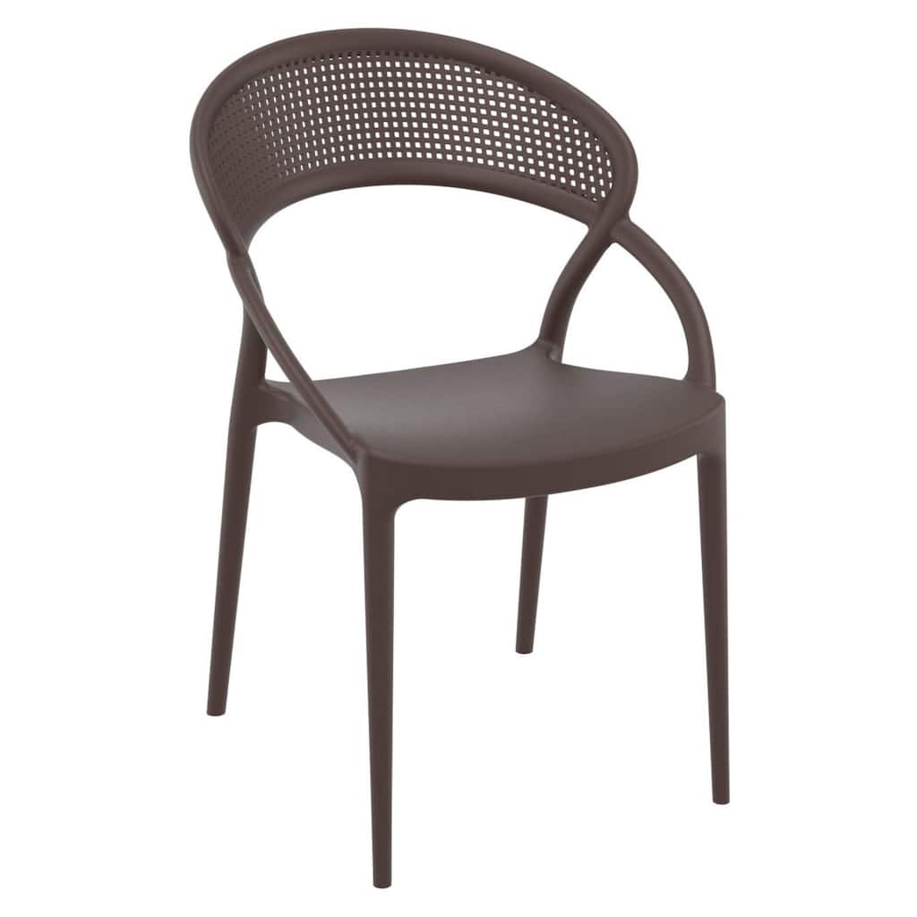 32.25" Brown Mesh Outdoor Patio Round Dining Chair