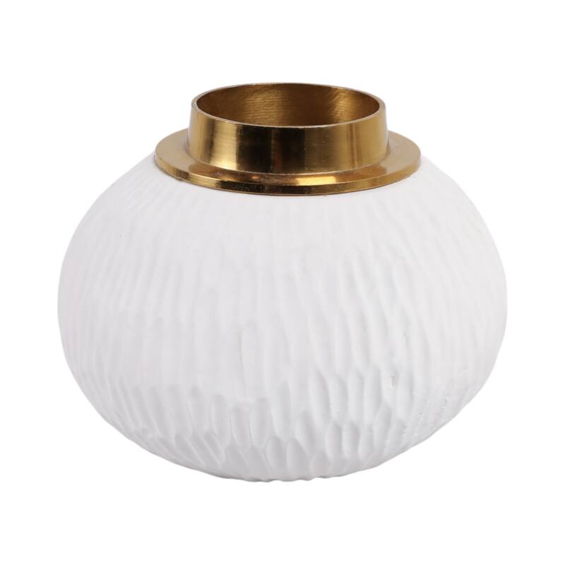 Pottery Metal Vase Earthenware Handcrafted Tapered Textured Surface