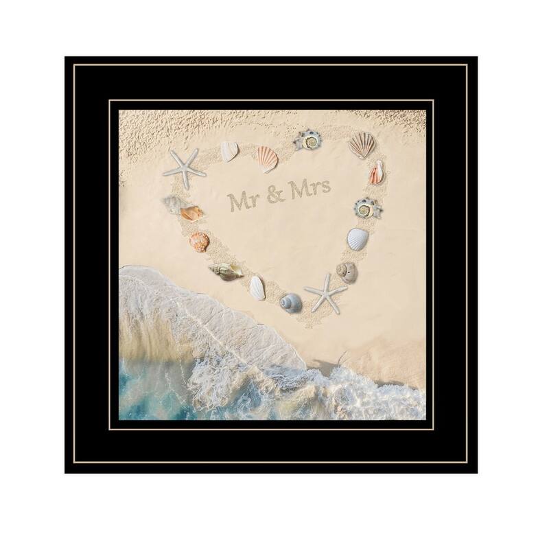 TrendyDecor4U Traditional "Marriage is a Beach" Framed Print Wall Art - Coastal - 15 x 15 - Black