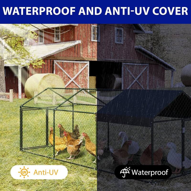Outdoor Chicken Run Coop Hen House, Poultry Cage for Backyard Farm
