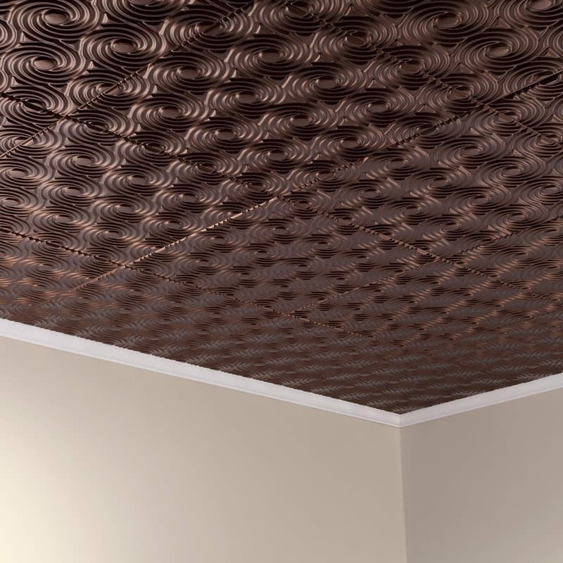FASÄDE Cyclone Decorative Vinyl 2ft x 2ft Glue Up Ceiling Panel in Gloss White 5 Pack