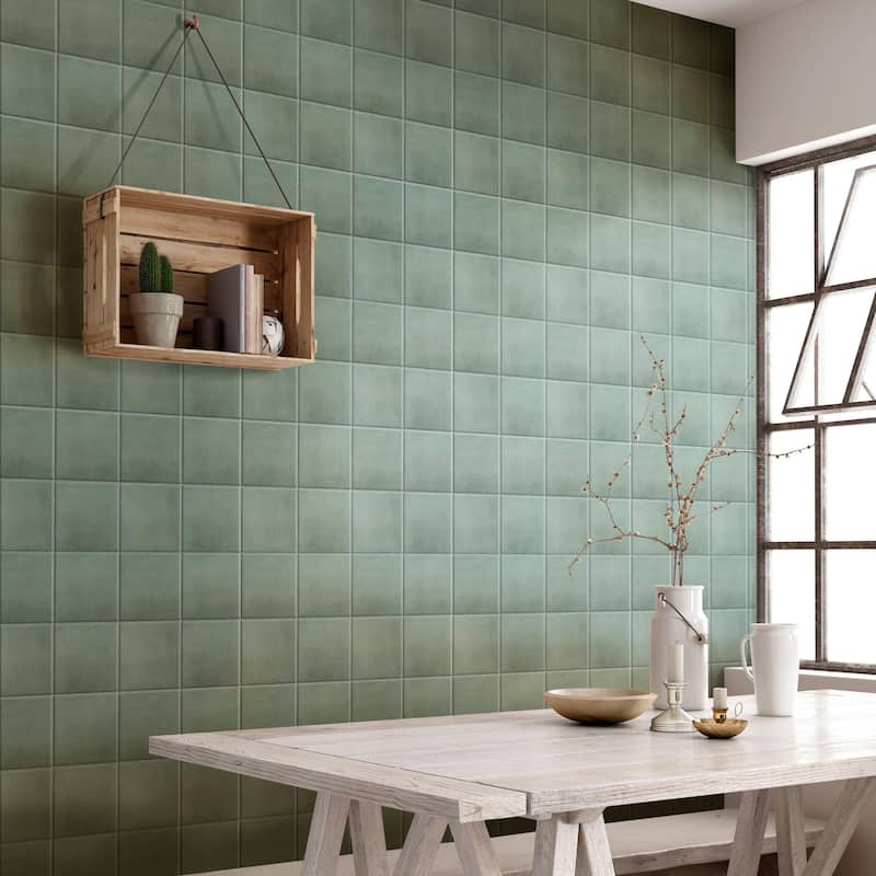 Merola Tile Matter Green 6" x 6" Porcelain Floor and Wall Tile - Sample swatch