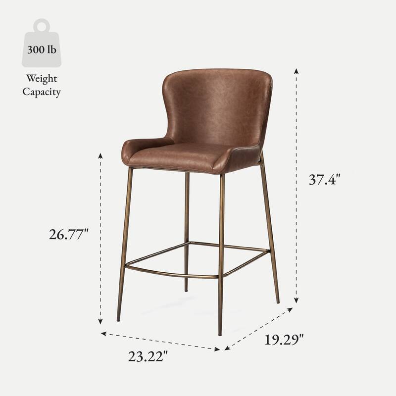 Maven Lane Naomi Metal and Vegan Leather Kitchen Dining Stool