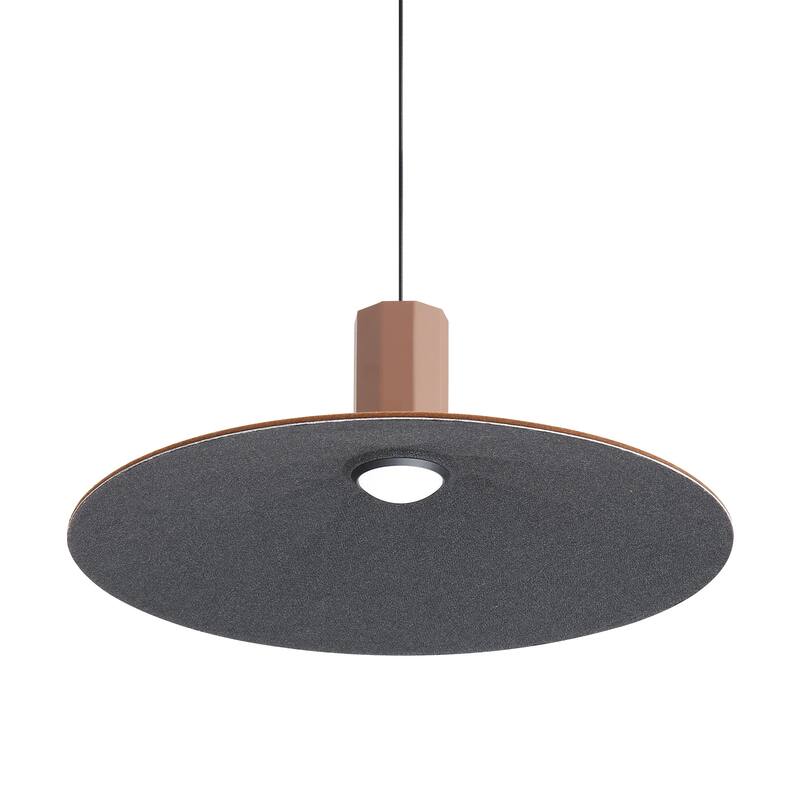 Golden Lighting Faroe 20in Integrated LED Pendant in Coffee/Black Felt - Brown