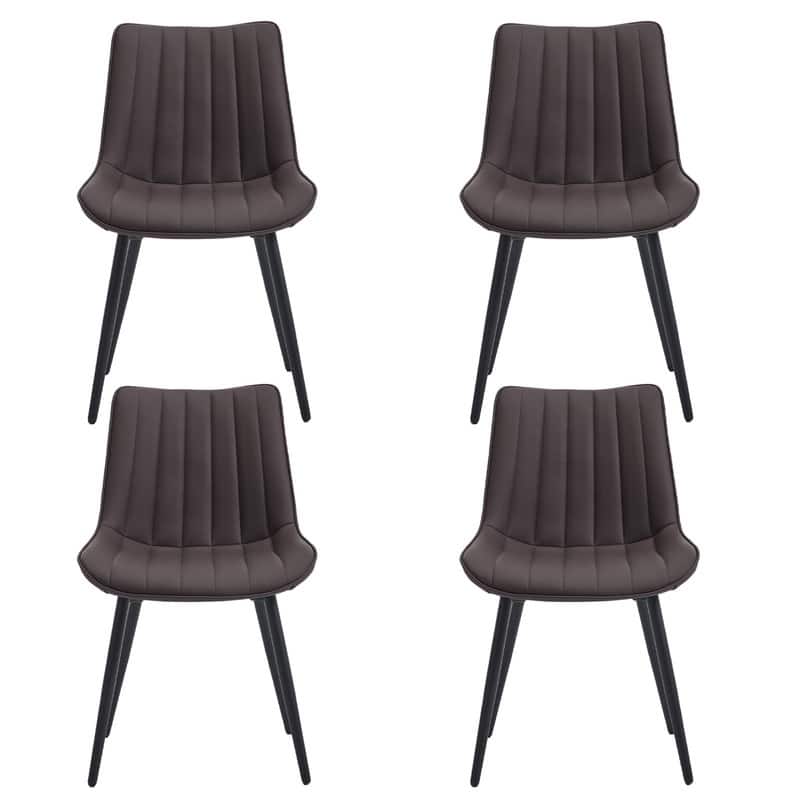 HOMEFUN PU Leather Upholstered Stripes Sturdy Metal Frame Dining Chairs(set of 4)