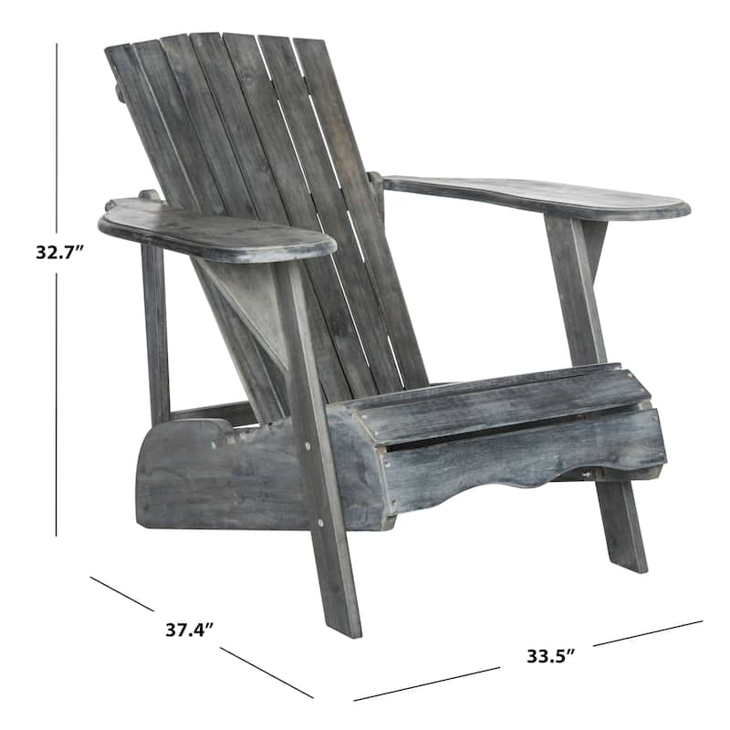 SAFAVIEH Outdoor Living Mopani Adirondack Ash Grey Acacia Wood Chair - 33.5" W x 37.4" D x 32.7" H