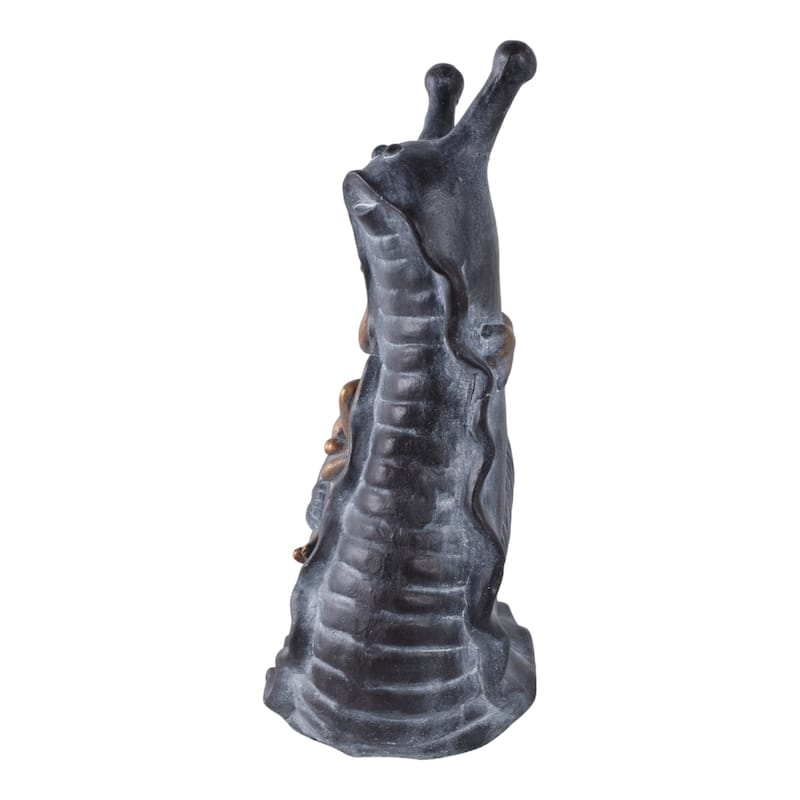 Polyresin Garden Statuary Whimsical Frog on Snail - 19" Gray