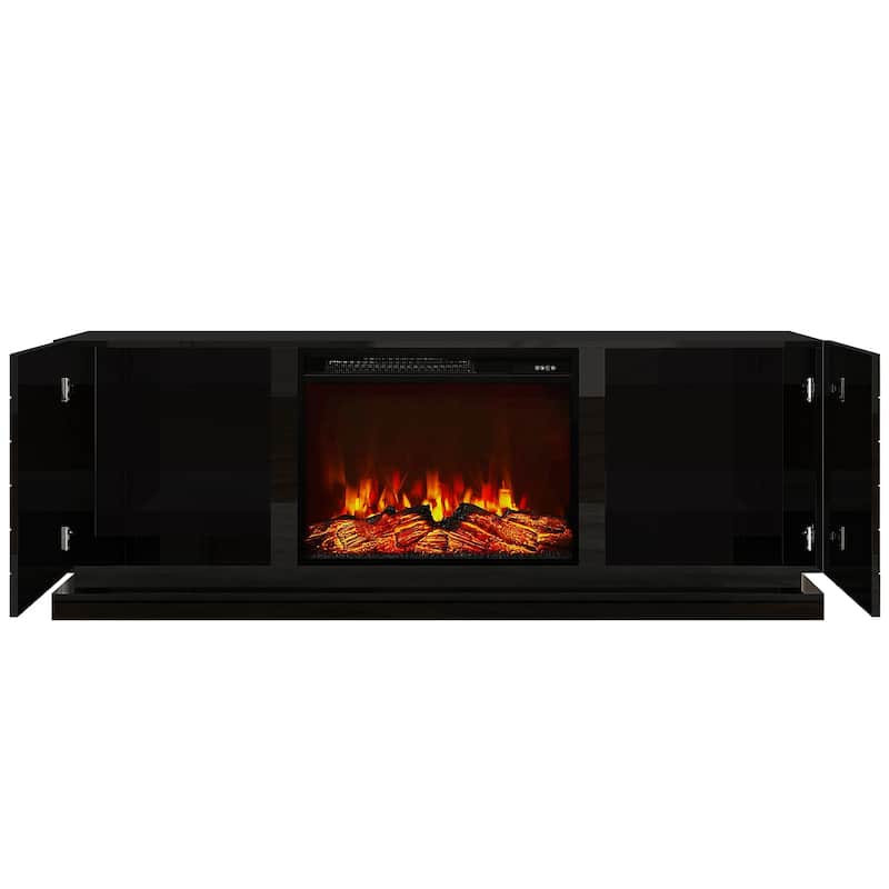 Electric Fireplace 63" TV Stand - Modern Highgloss Media Console
