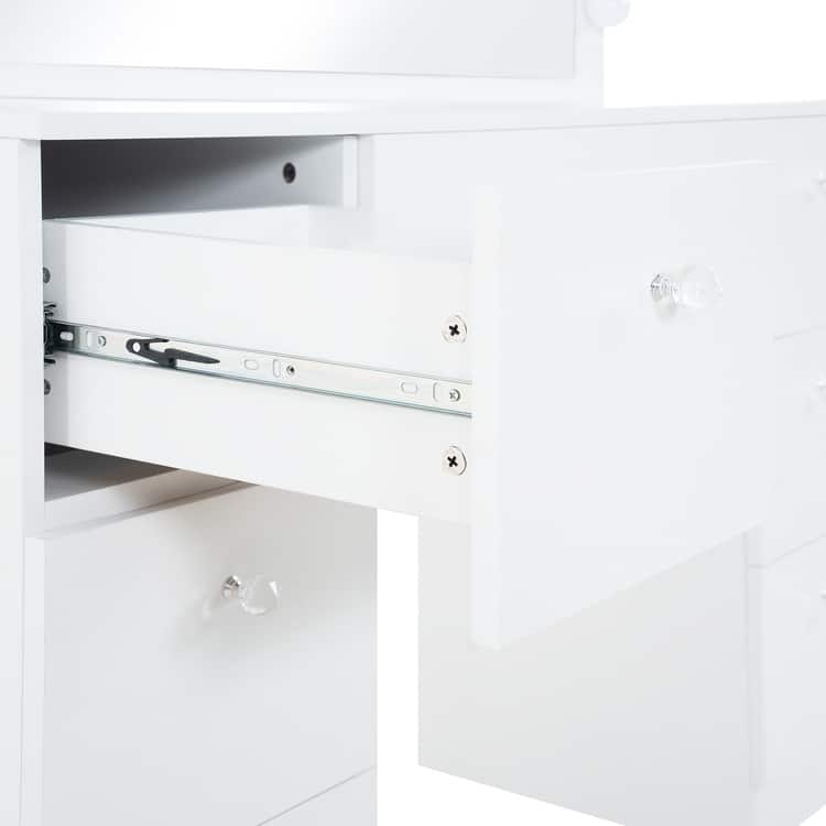 Makeup Vanity Table with 11 Lights, Power Outlet, 7 Drawers & Mirror