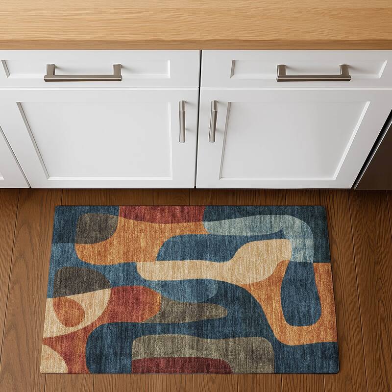 Premium Washable Super Soft Contemporary Siena Mayfield Rug - Navy - 1'8" x 2'6"