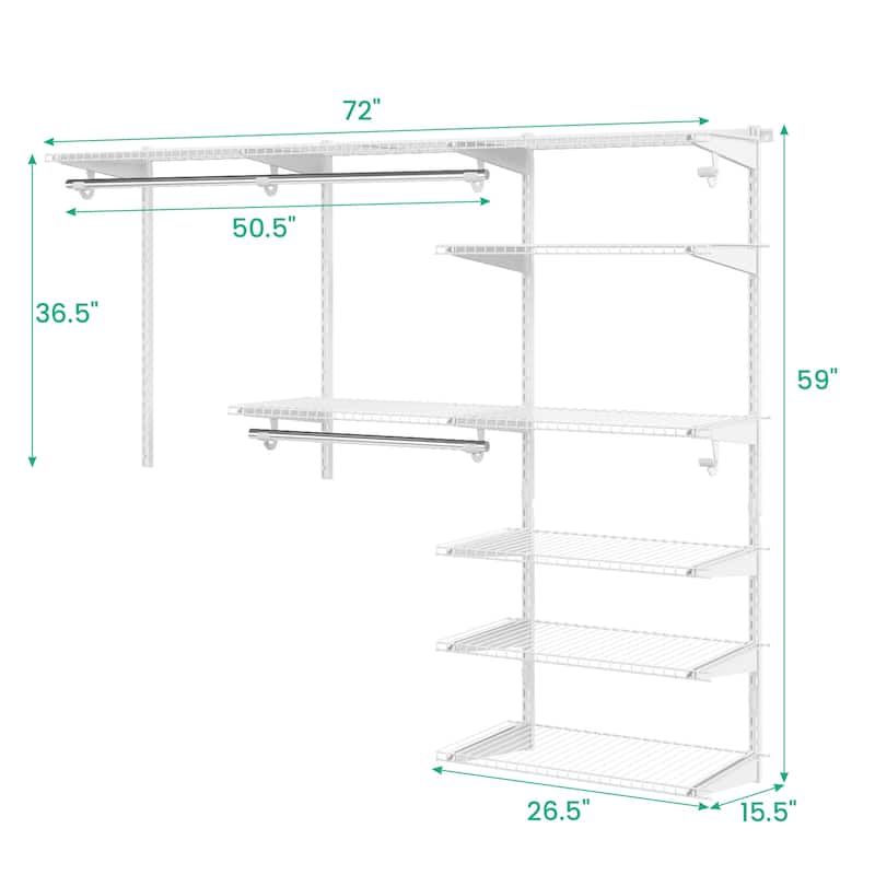 Gymax Custom Closet Organizer Kit 4 to 6 FT Wall-mounted Closet System