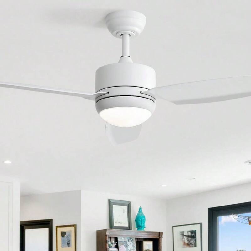 Oaks Aura 46 Inch Modern Farmhouse Ceiling Fan with Light, 6-speed Reversible DC Motor Ceiling Fan Light With Remote Control - White