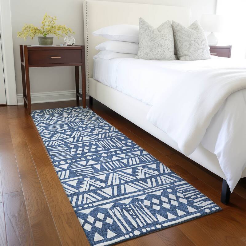 Machine Washable Indoor/ Outdoor Chantille Boho Tribal Rug