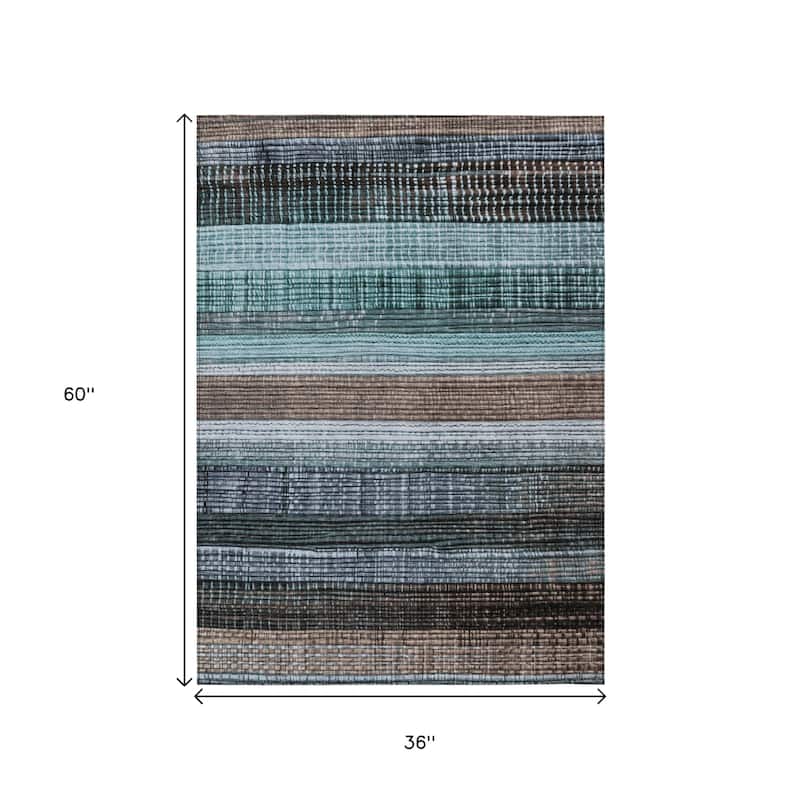 HomeRoots Striped Transitional Rectangle Outdoor Rug