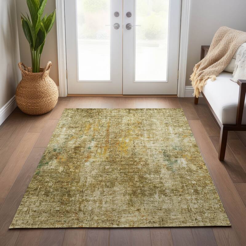 Machine Washable Indoor/ Outdoor Chantille Solid Ombre Rug