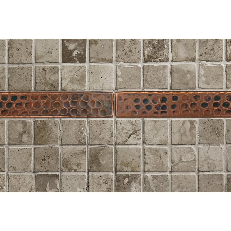 1" x 8" Hammered Copper Tile - Quantity 4 (T18DBH_PKG4)